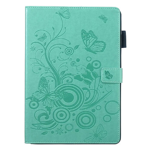 Etui en PU papillon avec support cyan pour votre Apple iPad 10.2 (2019)