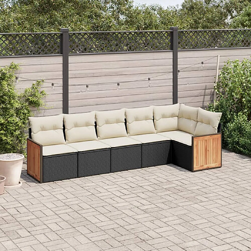 vidaXL Salon de jardin 6 pcs avec coussins noir résine tressée