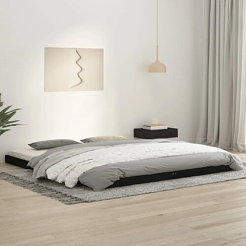 vidaXL Cadre de lit sans matelas noir 180x200 cm bois massif de pin