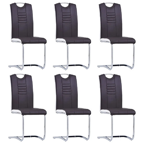 vidaXL Chaises à manger cantilever lot de 6 marron similicuir