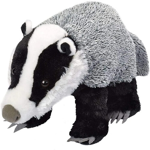 Wild Republic peluche blaireau de 30 cm gris noir blanc