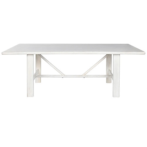 Pegane Table à manger, table de repas en bois de manguier coloris blanc - longueur 213 x profondeur 96 x Hauteur 76,50 cm