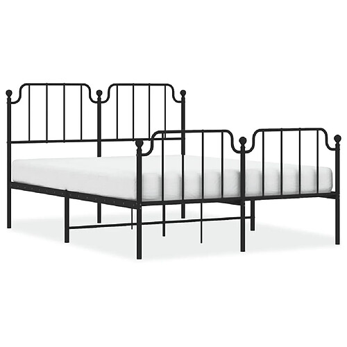 Maison Chic Cadre/structure de lit métal et tête de lit + pied de lit pour adulte - Lit Moderne Chambre noir 135x190 cm -MN11785