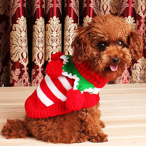 Animal De Compagnie Chien Chat Vêtements Noël Manteau Pull Tricoté Vêtements De Coton Ouaté Rouge M