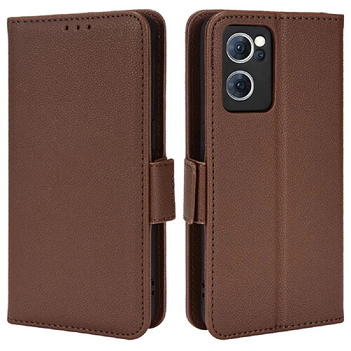 Etui en PU texture litchi avec support, marron pour votre Oppo Reno7 5G