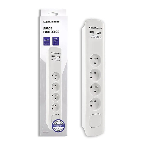 Surge protector 4 sockets, 2xUSB, 1.8m