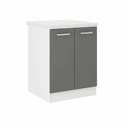 Youdoit Meuble bas de cuisine 60 cm avec plan de travail inclus - Gris