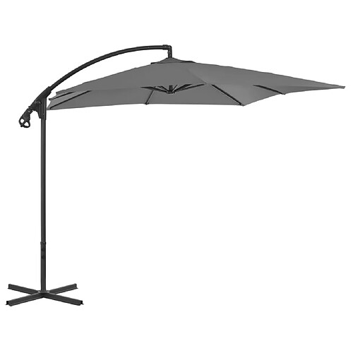 Helloshop26 Parasol meuble de jardin en porte-à-faux avec mât en acier 250 x 250 cm anthracite 02_0008646