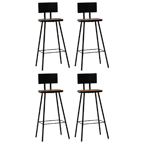 vidaXL Tabourets de bar lot de 4 bois massif de récupération