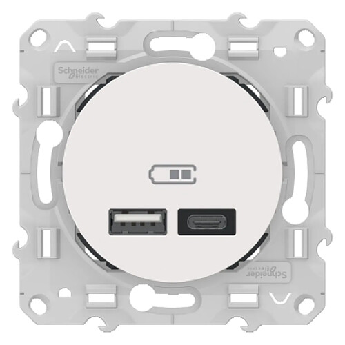 prise usb - double - a+c - odace - blanc - schneider electric s520401