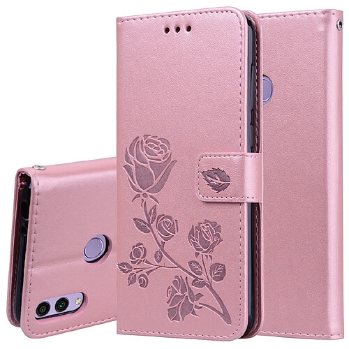 Wewoo Housse Coque Étui en cuir PU à rabat horizontal relief rose pour Huawei Honor 8Cavec support et fentes cartes et portefeuille or