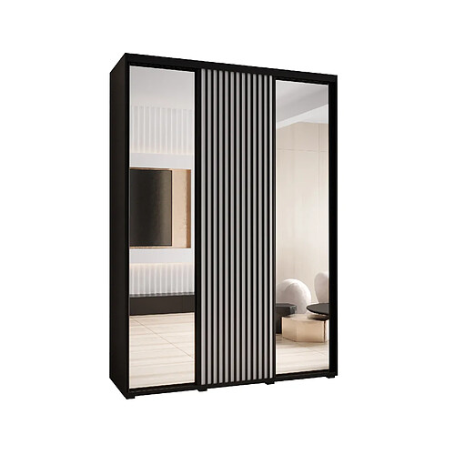 Abiks Meble Armoire LANKO 2 À Portes Coulissantes 235,2/180/45 3 Portes (Noir/Blanc)