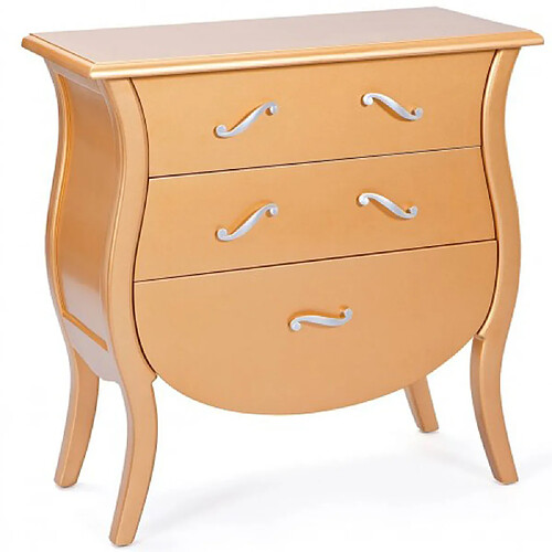 Pegane Commode console de rangement avec 3 tiroirs coloris Or - Dim : 70 x 40 x 78 cm