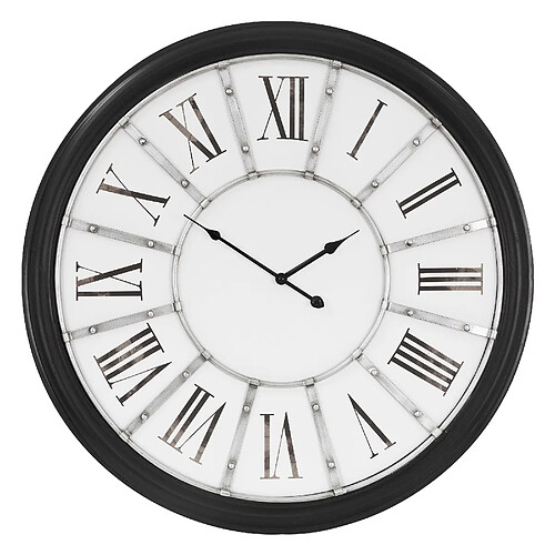 WOMO-DESIGN | Grande Horloge Murale XXL Göteborg Ronde Ø71 cm Blanc-Noir, en Bois-Métal, Style Vintage, Décoration Rétro, Chiffres Romains, Mouvement Silencieux, pour Salon Cuisine Salle à Manger