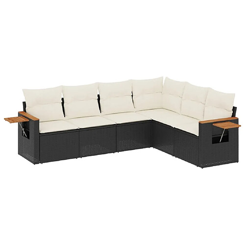 Maison Chic Salon de jardin 6 pcs avec coussins | Ensemble de Table et chaises | Mobilier d'Extérieur noir résine tressée -GKD59927