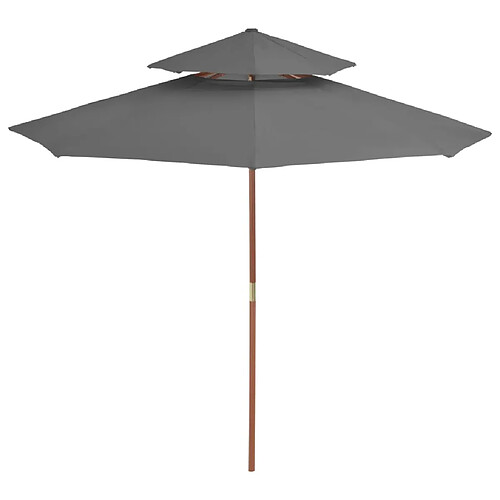 Maison Chic Parasol Jardin | Parasol double avec mat en bois 270 cm Anthracite - GKD99473