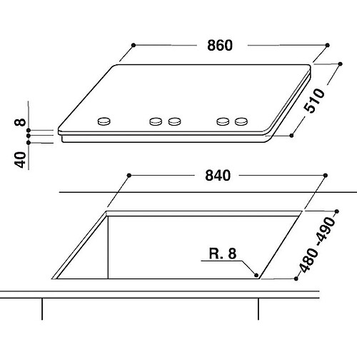 Whirlpool GOA 9523/NB plaque Noir Intégré (placement) Gaz 5 zone(s)