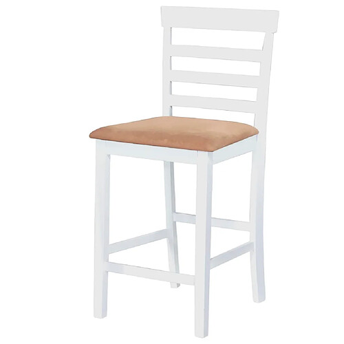 Helloshop26 Lot de deux tabourets de bar design chaise siège bois blanc et beige 1202141