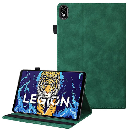 Etui en PU avec support et porte-stylo vert pour votre Lenovo Legion Y700