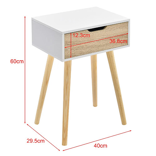 Helloshop26 Table basse pour salon meuble avec tiroir PVC 60 cm blanc 03_0006162