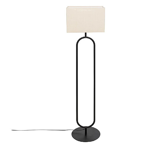 Pegane Lampe suspendue, Suspension luminaire droit en Lin beige et métal coloris Noir - Longueur 38 x Profondeur 28 x Hauteur 154 cm