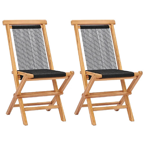 vidaXL Chaises pliables de jardin lot de 2 Bois teck solide et corde