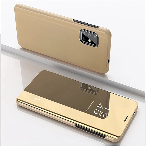 Wewoo Coque Rigide Pour Galaxy A51 plaqué miroir rabat housse en cuir avec support étui téléphone portable or