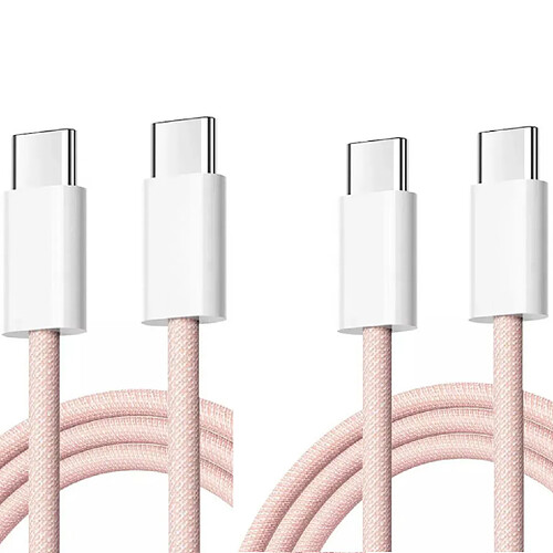 Cables X2 Type-C / Type-C Charge Rapide 3A Nylon Renforce Rose 1M Pour Smartphone Xiaomi / Oppo / Vivo / Realme / Pixel Little Boutik®