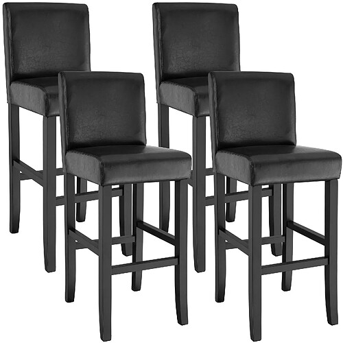 Tectake Lot de 4 chaises de bar - noir