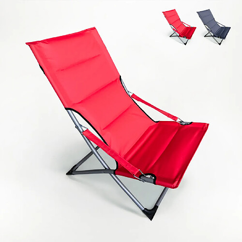 Beach And Garden Design Transat chaise de plage pour jardin pliant mer plage Canapone, Couleur: Rouge