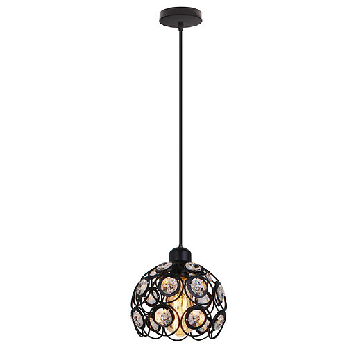 Stoex Moderne Suspension de Cristal Lampe E27 Lustre Plafonniers Industrielle Noir (sa