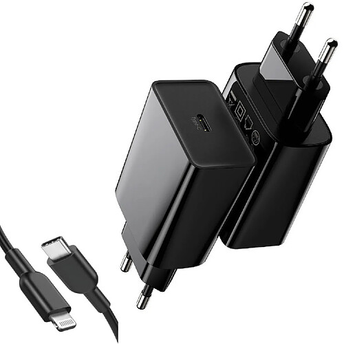 Chargeur USB-C Noir 20W + Cable pour iPhone 14 / 13 / 12 / 11 / PRO / MINI / MAX Little Boutik®