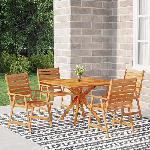 Salle à manger de jardin 5 pcs,Table et chaise à dîner Bois d'acacia solide -MN52645