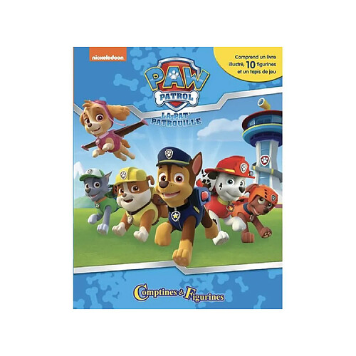 Paw Patrol PAT'PATROUILLE 10 figurines et un tapis de jeu - Livre cartonné de 10 pages - Editions Phidal