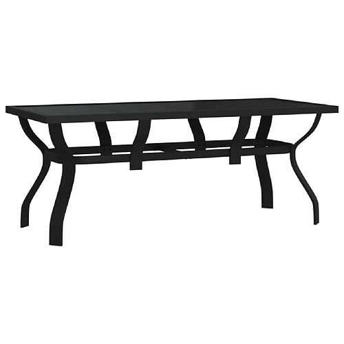 Maison Chic Table de jardin | Table d'extérieur Noir 180x80x70 cm Acier et verre -GKD19425