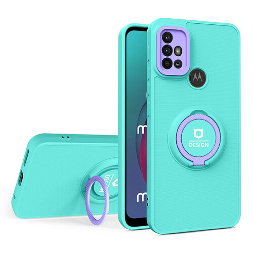 Coque en TPU antichoc avec béquille Vert clair/violet pour votre Motorola Moto G10/G20/G30