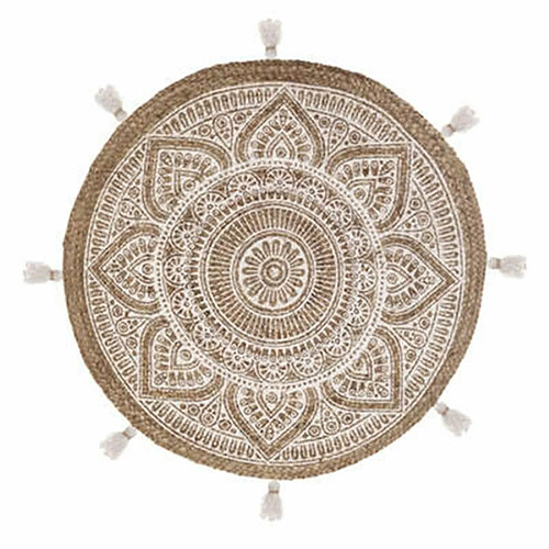 Tapis Déco en Jute Rosalie 78cm Naturel & Blanc