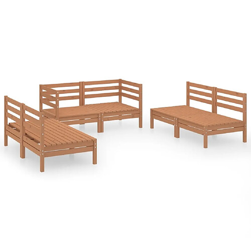 Maison Chic Salon de jardin 6 pcs - Table et chaises d'extérieur - Mobilier/Meubles de jardin Moderne Marron miel Bois de pin massif -MN48934