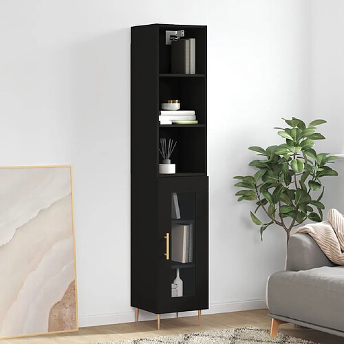 vidaXL Buffet haut Noir 34,5x34x180 cm Bois d'ingénierie