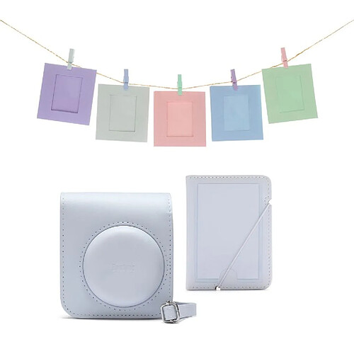 Ensemble d'accessoires Fujifilm Instax Mini 12 (ÉTUI, ALBUM, CADRES AVEC ATTACHES); ARGILE Blanc