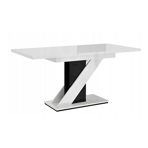 Dusine TABLE A MANGER EXTENSIBLE EVAN - BLANC LAQUE ET NOIR 120-160 CM