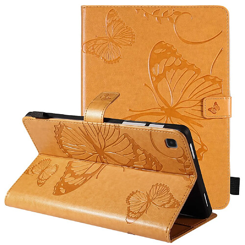 Etui en PU motif papillon avec support marron pour votre Samsung Galaxy Tab A7 10.4 (2020)/T505/T500