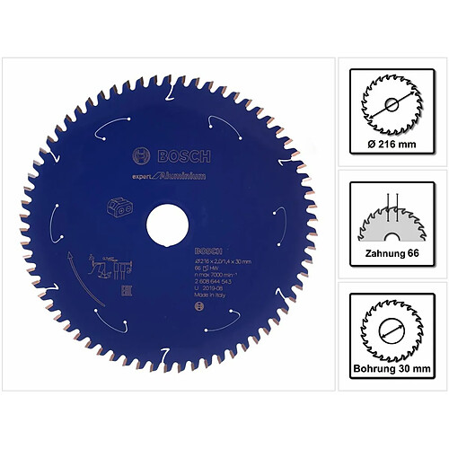 Bosch Lame de scie circulaire Expert for Aluminium 216 x 1,4 x 30 mm - 66 dents ( 2608644543 )