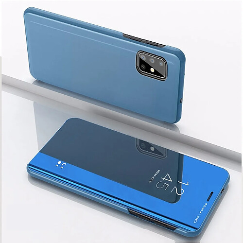 Wewoo Coque Rigide Pour Galaxy A51 plaqué miroir rabat housse en cuir avec support étui téléphone portable bleu