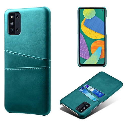 Coque en TPU + PU avec double porte-cartes vert pour votre Samsung Galaxy F52 5G