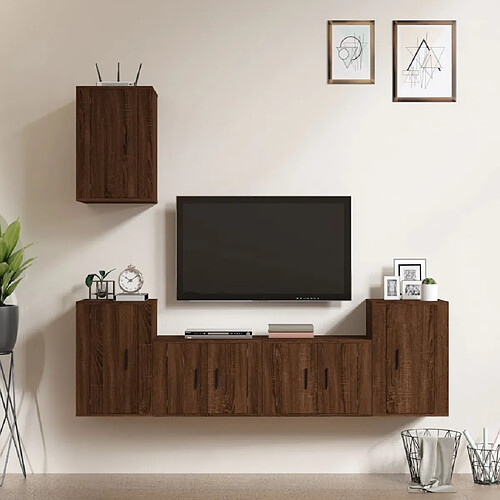 vidaXL Ensemble de meubles TV 5 pcs Chêne marron Bois d'ingénierie