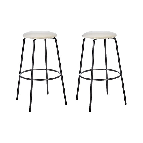 Beliani Tabouret de bar Set de 2 Velours Blanc cassé MORTON