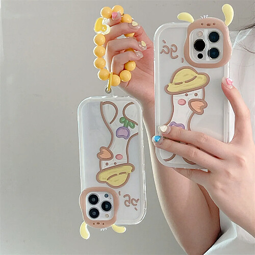 GUPBOO Étui pour iPhone12 Doodle Canard Fleur Dessin Animé Téléphone Cas Bracelet Doux