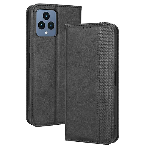 Etui en PU texture rétro, absorption magnétique avec support pour votre T-Mobile REVVL 6 5G - noir