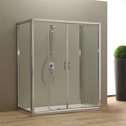 Kiamami Valentina PORTE DE DOUCHE 180 CM GIADA 2 PORTE FIXES 80 CM VERRE TRANSPARENT